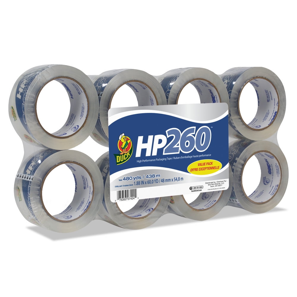 - 1 Brand HP260 High Performance Packaging Tape 3.1 Mil 4-Pack with Reusable Dispensers 1.88-Inch x 60 Yards 847667 Crystal Clear 
