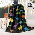 thumbnail image 2 of Colorful Dinosaurs Black Pattern Blanket,Comfortable Soft Lamb Wool Throw Blanket,All Season,Warm Lightweight Blankets for Sofa Bed Couch Living Room Chair,60"x80", 2 of 4