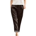 thumbnail image 3 of TaTaai Womens Casual Wide Leg Pants Linen Feel Drawstring Elastic Waist Solid Color Loose Trousers for Daily 1-Pack Gift, 3 of 5