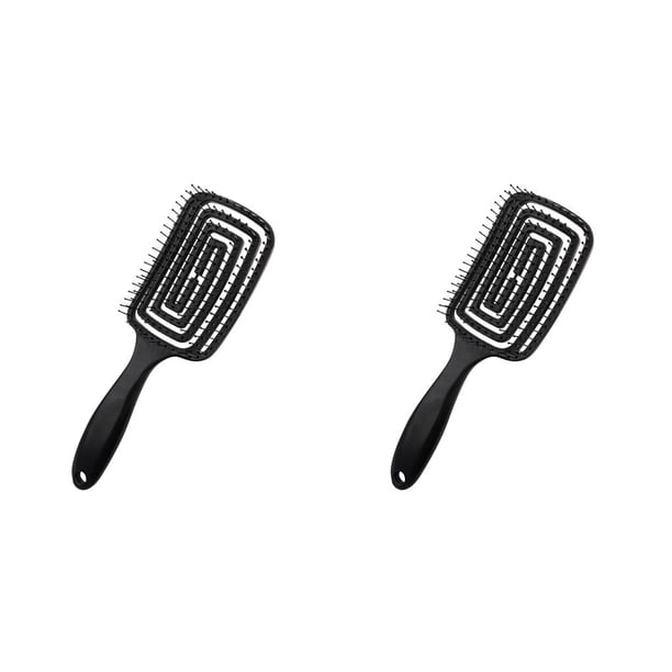 Vogacara Cepillo de pelo SummerX, cepillo de pelo hueco curvo, cepillo de pelo portátil de nailon para masaje de cabeza de cuero cabelludo, accesorio Negro 2piezas Vogacara CBP100721