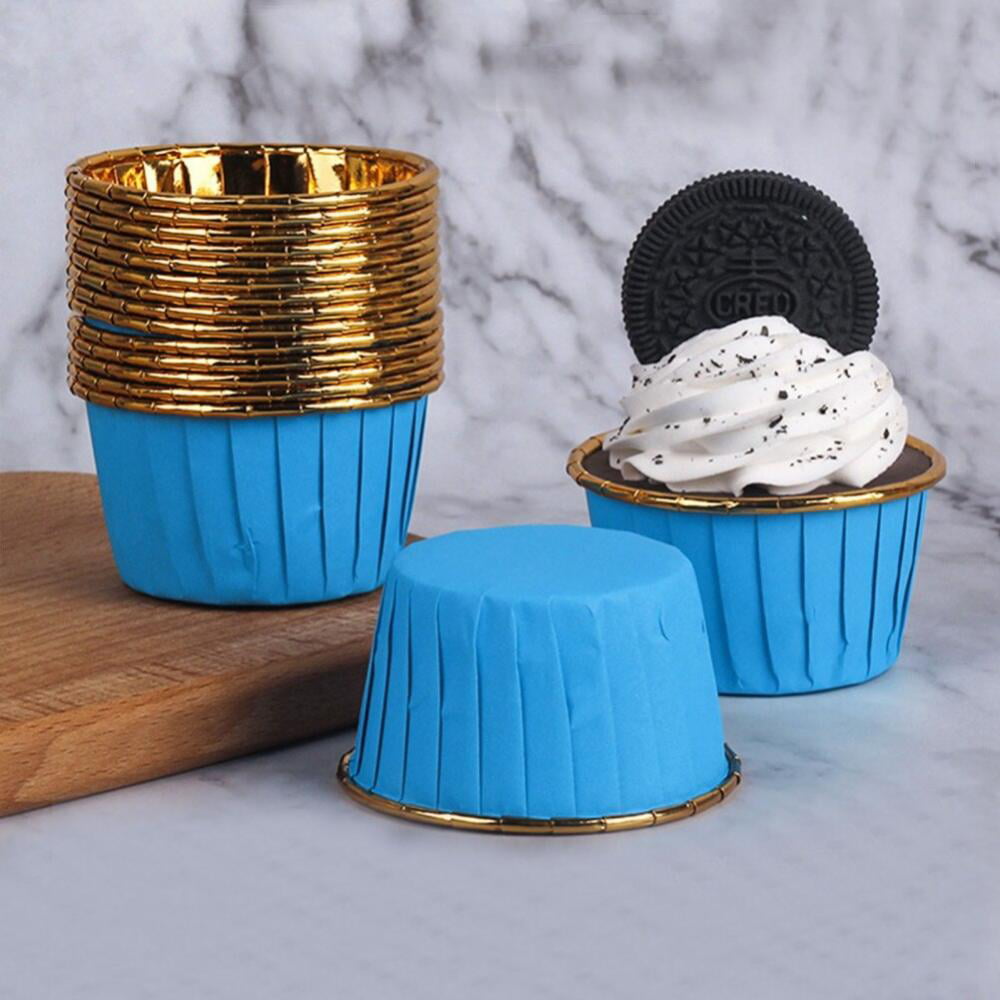 Gold Silver Crimping Muffin Cases Baking Mold Cake Paper Cups Cupcake Wrappers 