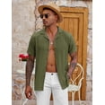 thumbnail image 2 of COOFANDY Mens Cuban Guayabera Shirts Short Sleeve Linen Shirt Loose Fit Camp Collar Shirt, 2 of 7