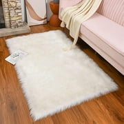 Junovo Luxury Fluffy Area Rugs Areary Rug for Bedroom Shaggy Rugs Area Carpet for Living Room Bedroom Room,3'x5',White