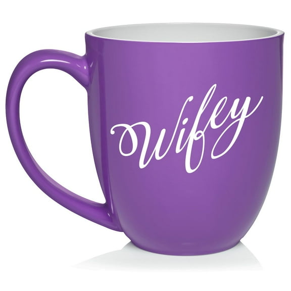 Wifey Wife Ceramic Coffee Mug Tea Cup Gift (16oz Purple)