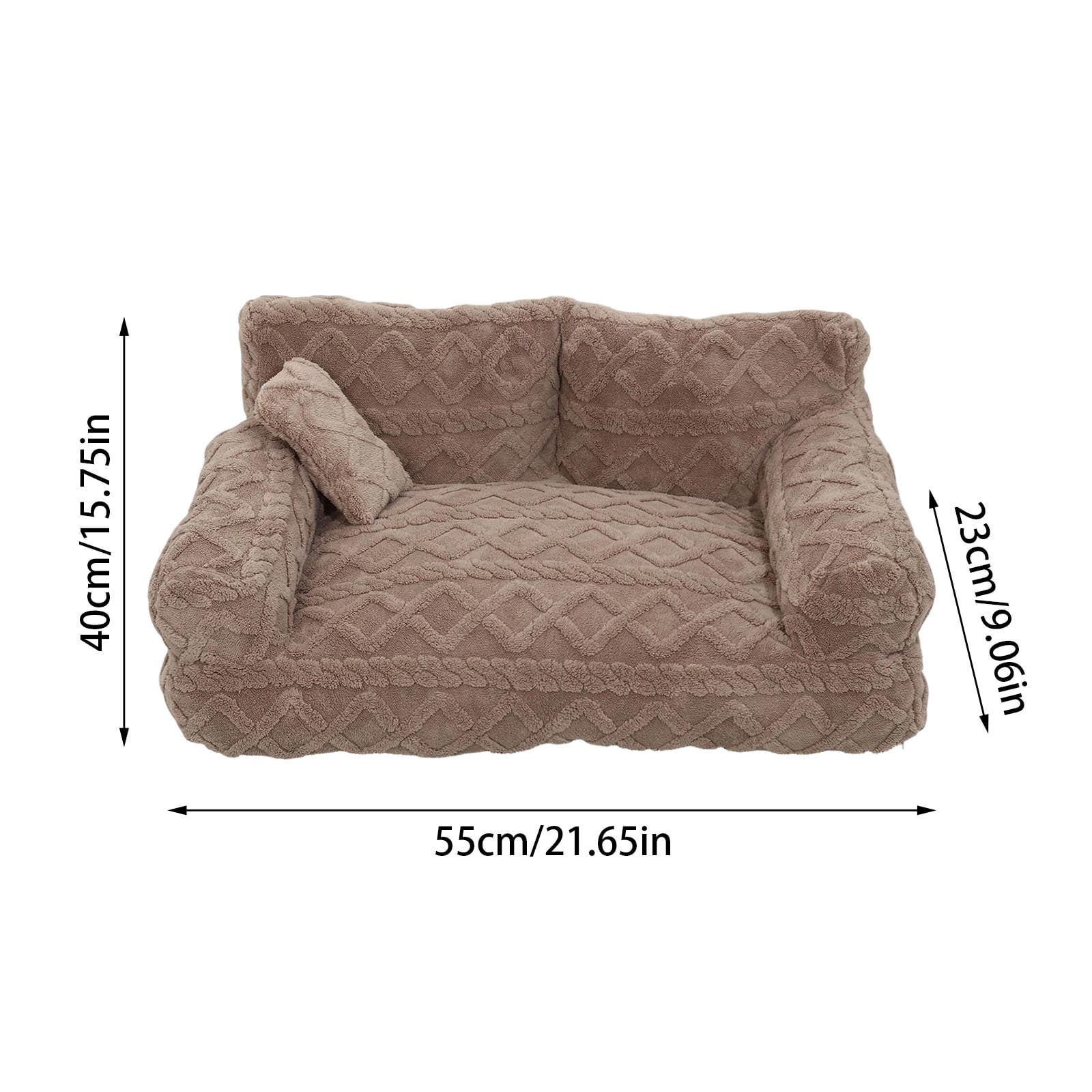 Orthopedic Pet Sofa Bed Removable Washable Plush Cushion Supportive Calming Sleeping Couch for Small Medium Dog Cat Indoor Rest Gray - M