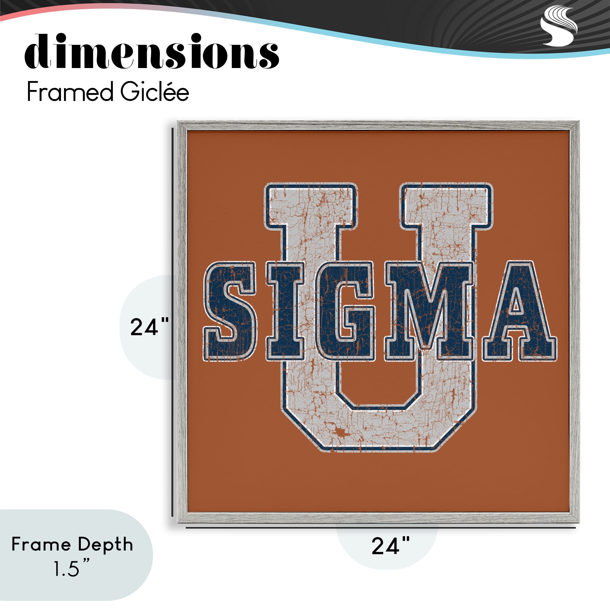 Stupell Industries Sigma University on Brown Gray Framed Giclee Art, design by Grotto Studios