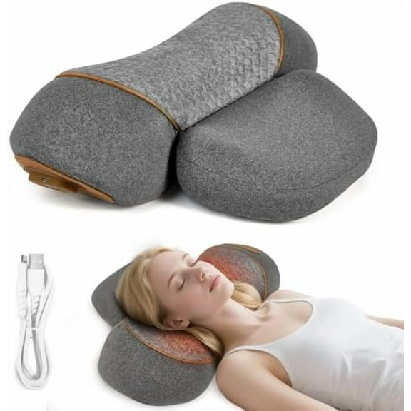 Neck Pillow - 3-in-1 Neck Pillow with Battery, Travel Neck Massage Pillow for Shoulder Pain Relief, Deep Tissue Pain Relief with Heat and Stretching, Neck Hump Corrector for Women$$Bedding
