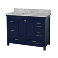 thumbnail image 2 of Paige 48" Bathroom Vanity with Royal Blue Cabinet and Carrara Marble Top, 2 of 7