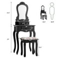 thumbnail image 3 of Costway Vanity Wood Makeup Dressing Table Stool Set Jewelry Desk Drawer Mirror Black, 3 of 10