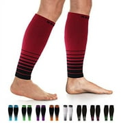 NEWZILL Compression Calf Sleeves (20-30mmHg) for Men & Women - Perfect Option to Our Compression Socks - for Running, Shin Splint, Medical, Travel, Nursing, Cycling (S/M, i-Black/Red)