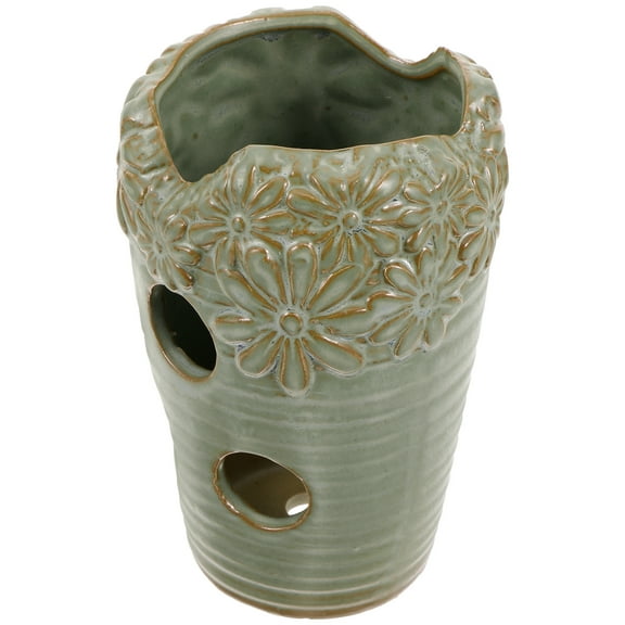 CIMAXIC Desktop Opening Flowerpot Ceramic Planter Olive Green 1Pcs for Indoor Use