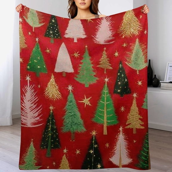 RKSupls Christmas Throw Blanket,Christmas Tree Soft Flannel Blanket, Fuzzy Warm Cozy Winter Blanket for Couch Bed Home Decor,40x50 in
