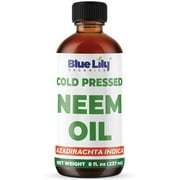 Blue Lily Organics Neem Oil 8 fl oz - Cold Pressed for Skin Care, Hair Care, and Organic Gardening