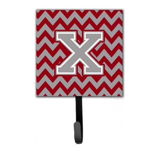 Letter X Chevron Crimson & Grey Leash or Key Holder