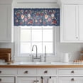 thumbnail image 3 of Navy Blue Flowers Valance Curtains for Kitchen/Living Room/Bathroom/Bedroom Window, Rod Pocket Small Topper Half Short Window Curtains Sheer Scarf, Spring Vintage Floral Leaves Farmhouse 54"x18", 3 of 8