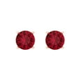 thumbnail image 3 of 1 Ct Round Cut Studs Red Ruby 14K Rose Solid Solid Gold Everyday Dainty Earrings Screw Back, 3 of 7