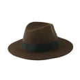 thumbnail image 4 of WITHMOONS Wool Felt Fedora Classic Panama Hat Band Wide Brim GN61297 (BrownBand), 4 of 5