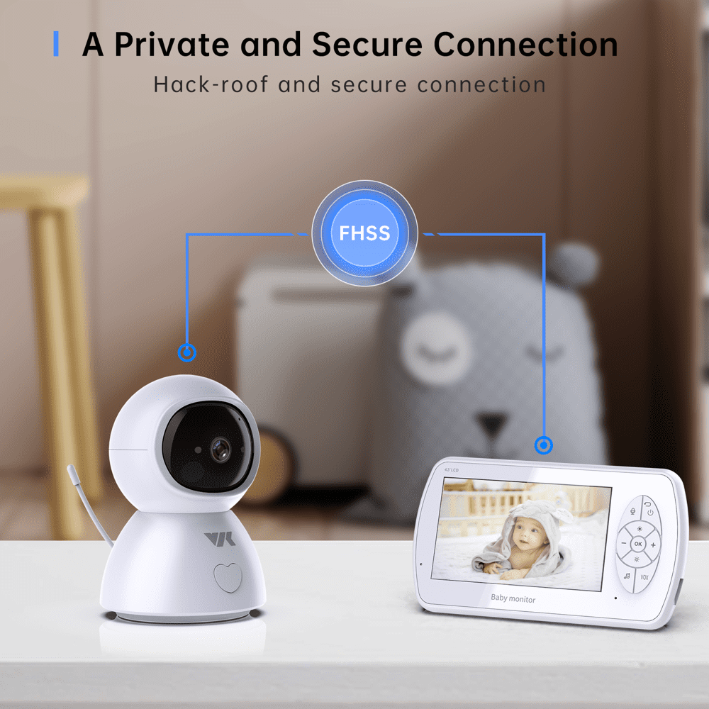 Vik 4 3 Video Baby Monitor With Camera And Audio 1080p Hd Nurser Baby Camera Monitor Two Way Audio Night Vision Sound Activated Temperature Alert Feed Alarm Lullabies And High Capacity Battery Walmart Com