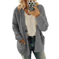 thumbnail image 1 of Women's Warm Plush Winter Jackets Long Sleeve Cardigans With Pockets Solid Color_Special Gift, 1 of 5