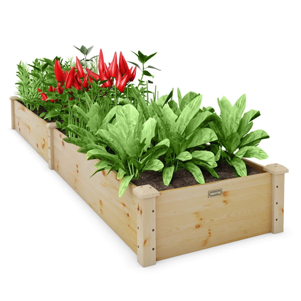 Spaco Wooden Raised Garden Bed Outdoor for Vegetables Flowers Fruit, Outdoor Elevated Flower Box for Backyard/Patio/Gardener