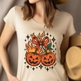 thumbnail image 4 of Flaming Pumpkin Graphic T-Shirt | Unisex Spooky Season Outfit, Navy, Size S, 4 of 6