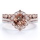 thumbnail image 1 of JeenMata Anillo de Bodas de 2,50 Quilates con Morganita y Moissanita Talla Cojín Engastado en Oro Rosa de 18 K sobre Plata, 1 of 6