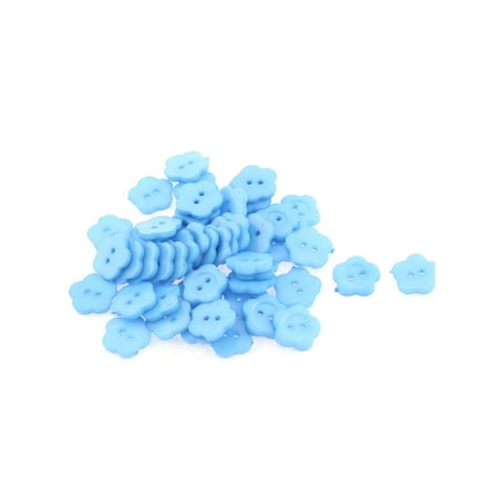 - 50pcs Plastic Plum Blossom Design Clothes Buttons Craft 15mm Dia Blue