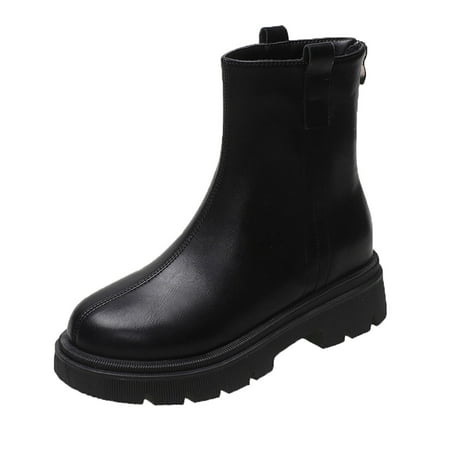 

Ki-8Jcud Botas De Mujer Para La Nieve Y El Frio Fashion Autumn Women Boots Thick Sole Non Slip Zipper Solid Color Round Toe Comfortable Wedge Boots For Women With Heel Womens Western Boots Low Heel