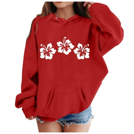 

2024 Red Hoodie Girls Hoodies Sweatshirts Long Sleeve Casual Lightweight Pullover Tops with Pockets 4-15 Years Drop Shoulder Casual Pullovers for Kid s Fall Outfits Graphic Hoody Kids Cute Clothes