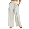 thumbnail image 2 of Baqcunre Wide Leg Pants Woman,Womens Loose High Waisted Pants Drawstring Elastic Waist Straight Leg Trousers,Women'S Pants,Pants For Women,Womens Fashion,Womens Clothes,White,XL, 2 of 6