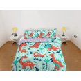 thumbnail image 2 of Ropa de cama de dinosaurio verde menta, ropa de cama infantil completa, bonito juego de funda nórdica, dinosaurio, 2 of 4