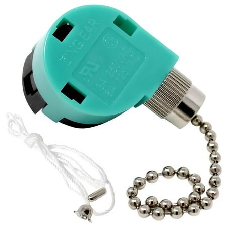 CeilingFanSwitch Zing Ear ZE-268S6 ZE-208S6 Switch 3 Speed Pull Chain Control Ceiling Fan Replacement Speed Control Switch (Nickel)