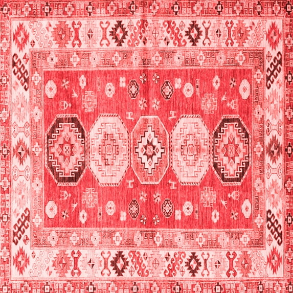 Ahgly Company Indoor Square Geometric Red Traditional Area Rugs, 6' Square