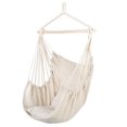 thumbnail image 1 of Distinctive Cotton Canvas Hanging Rope Chair with Pillows Beige, 1 of 10