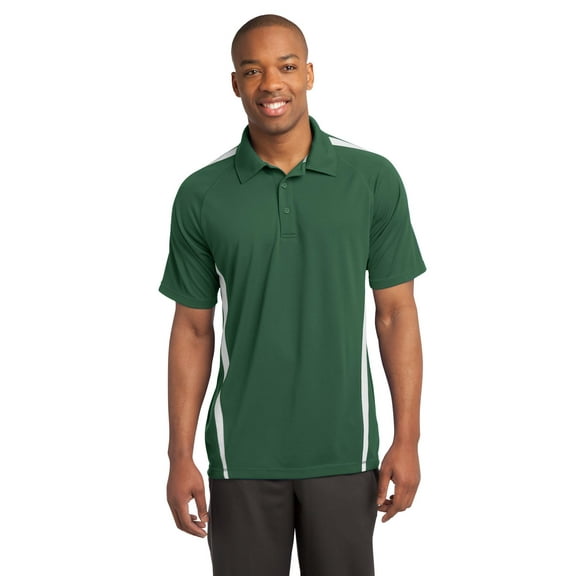 Sport Tek Micromesh Polo (ST685) Forest Green/White, L