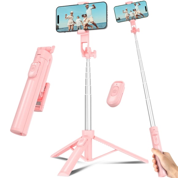 Trípode de viaje para teléfono móvil Selfie Stick Liphisy, color rosa