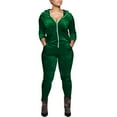 thumbnail image 4 of jtjvou rack Suits for Women Set 2 Piece Sweatsuits Outfits Velour Ruched Long Sleeve Zip Up Jacket and Pants Set Loungewear Green S, 4 of 6