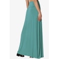 thumbnail image 4 of TheMogan Women's Casual Lounge Solid Foldable High Waist Draped Jersey Relaxed Long Maxi Skirt Dusty Teal 1X, 4 of 7