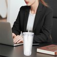 thumbnail image 3 of Clear Plastic Tumbler with Straw and Lid,24oz Double Acrylic Tumbler,Reusable Cold Drink Cup,Double Walled Insulated Iced Coffee Cup,Portable Drinking Cups,for Home Travel Party, 3 of 7
