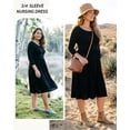 thumbnail image 3 of Women's Patchwork Maternity Nursing Dress 3/4 Sleeve Dress for Breastfeeding, 3 of 8