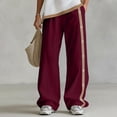 thumbnail image 4 of Lenpel Wide Leg Pants for Women Lounge Fashion Side Button Block Color Baggy Trousers Loose Comfy Elastic Waist Slacks, 4 of 5