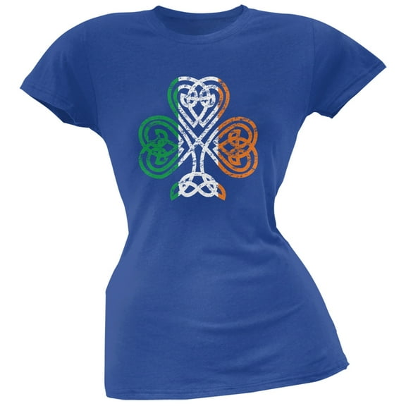 St. Patricks Day - Shamrock Knot Royal Soft Juniors T-Shirt - Medium