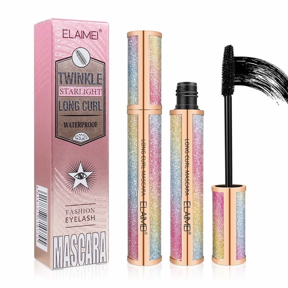 Elaimei Twinkle Starlight Mascara Makeup, Waterproof Mascara Boosts Lash Volume, Length & Definition, No Flaking, No Smudging, No Clumping, Black, 0.35 fl.oz