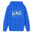 thumbnail image 5 of SERTG Girls Valentine's Hooded Sweatshirt Long Sleeve Casual with Heart Print Kids Spring Fall Fleece-Lined Solid Color Everyday Top(Blue#1,13 Years), 5 of 5