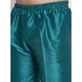 thumbnail image 3 of eloria Men's Traditional Teal Green Solid Silk Blend Kurta with Pyjama And Nehru Jacket, 3 of 7