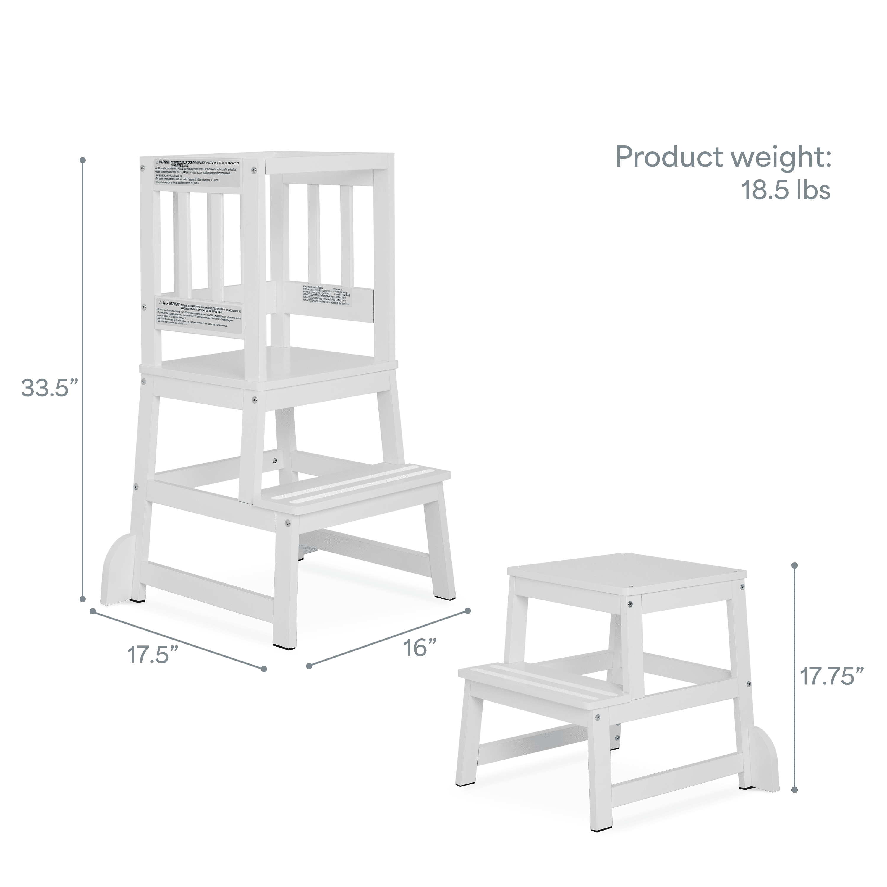 Dream On Me 2-in-1 Funtastic Tower and Step Stool, Easy to Assemble, White