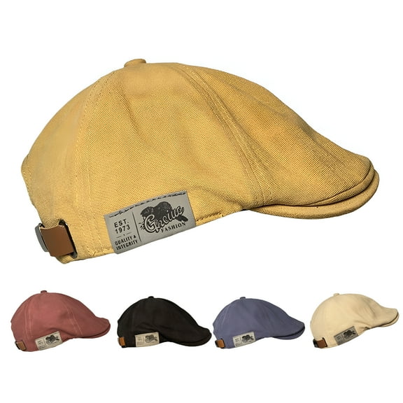 TELOLY Mens Newsboy Flat Cap Cotton Newsboy Ivy Cap Cabbie Driving Hat Octagonal Golf Beret Hat