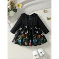 thumbnail image 4 of 2T Baby Girls Dress 3T Girls Long Sleeve Dress Flower Butterfly Print Toddler Girls Floral Dress Black, 4 of 7
