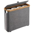 thumbnail image 1 of XHSGX Portarrollos papel higiénico bambú gran capacidad tapa organizador plegable baño marco madera gris, 1 of 6