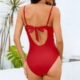 thumbnail image 5 of One Piece Swimsuit for Women Bathing Suits Twist Front Cutout Adjustable Straps Ruched Swimwear (Red, M), 5 of 5